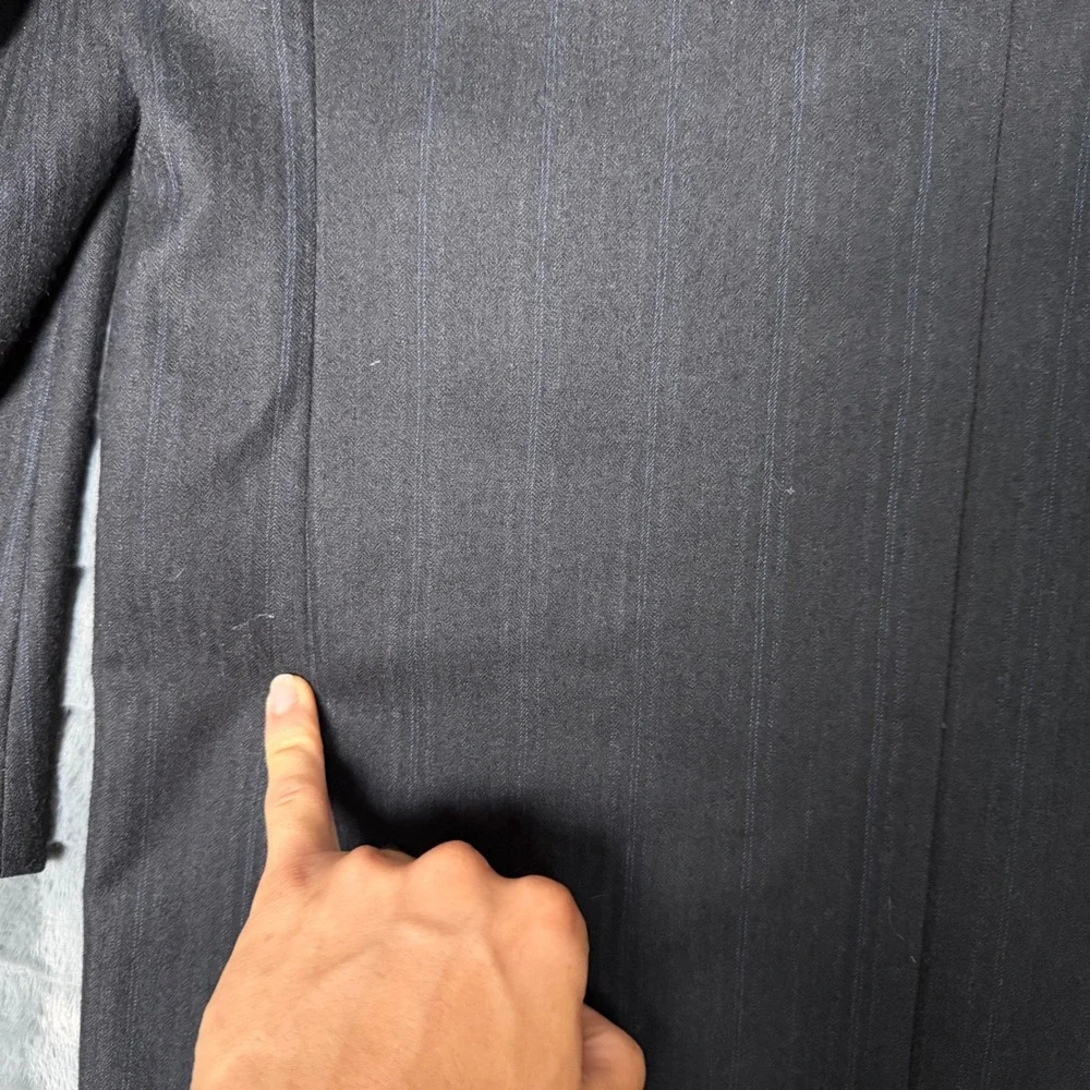 Christian Dior Monsieur Mens 40R Vintage Pure Virgin Wool Pinstripe Blazer Grey